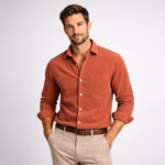 Rust Color Corduroy Shiriting Fabric - Image 2