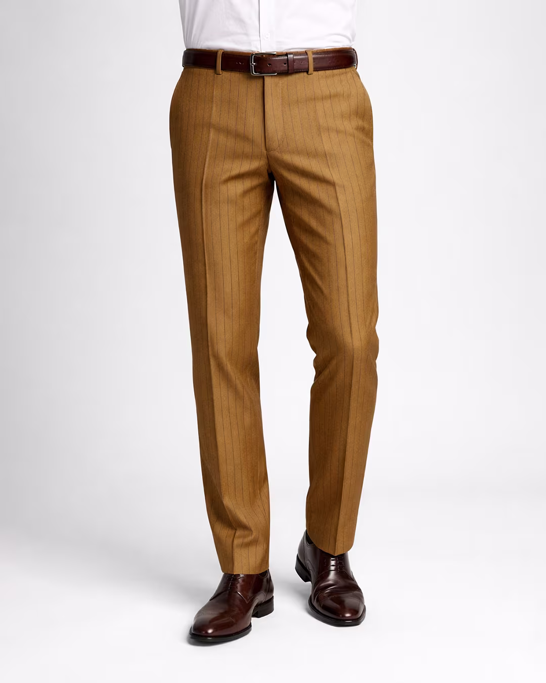 Golden Yellow Pinstripe Pants Tailored men’s pinstripe pants with vertical stripes