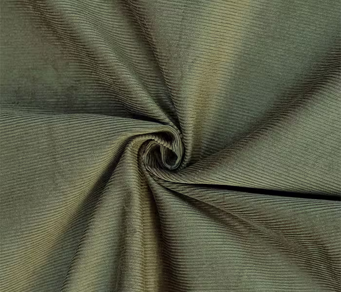 Green corduroy fabric Green Stretchable Cotton Corduroy Material
