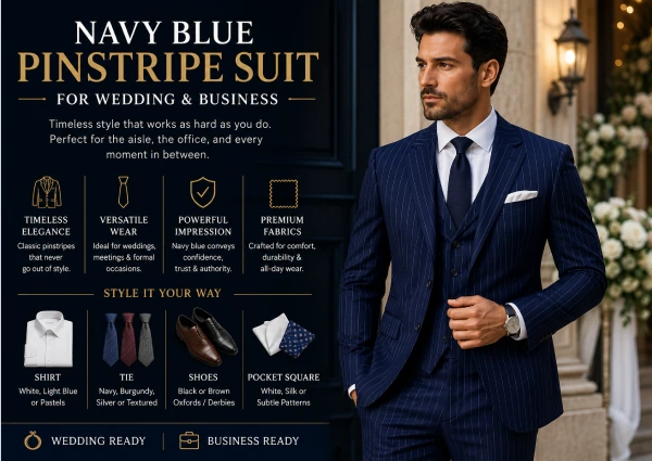 navyblue pinstripe suits for wedding